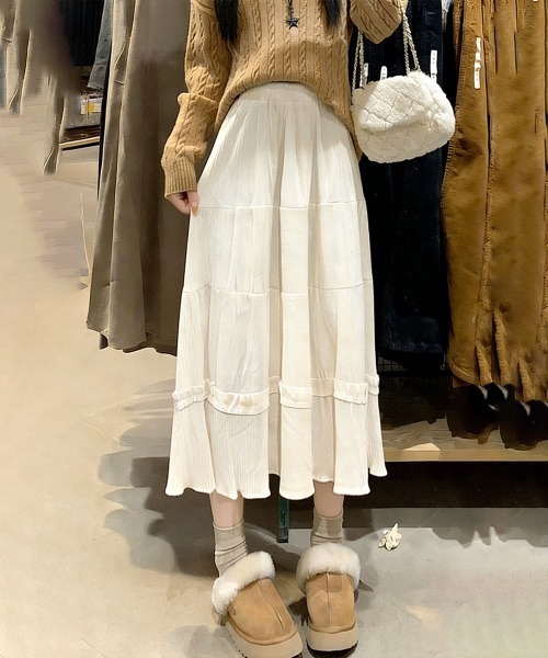Miniministore(ミニミニストア)の「ティアードスカート コーデュロイスカート(スカート・レディース・アイボリー/ブラック/ダークブラウン・FREE)」の19枚目の写真