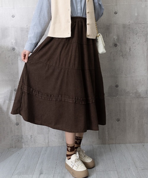 Miniministore(ミニミニストア)の「ティアードスカート コーデュロイスカート(スカート・レディース・アイボリー/ブラック/ダークブラウン・FREE)」の22枚目の写真