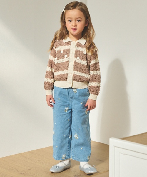 petit main（プティマイン）の「花刺しゅうデニムパンツ（デニムパンツ・キッズ・ブルー/サックスブルー/アイボリー・90cm/120cm/130cm/100cm/110cm）」の3枚目の写真