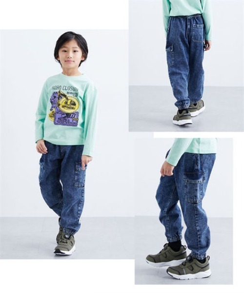 QUNTSTYLE（キュントスタイル）の「デニムカーゴパンツ　<綿100％>（カーゴパンツ・キッズ・サックスブルー/ネイビー・150/140/130/110/160/120）」の12枚目の写真