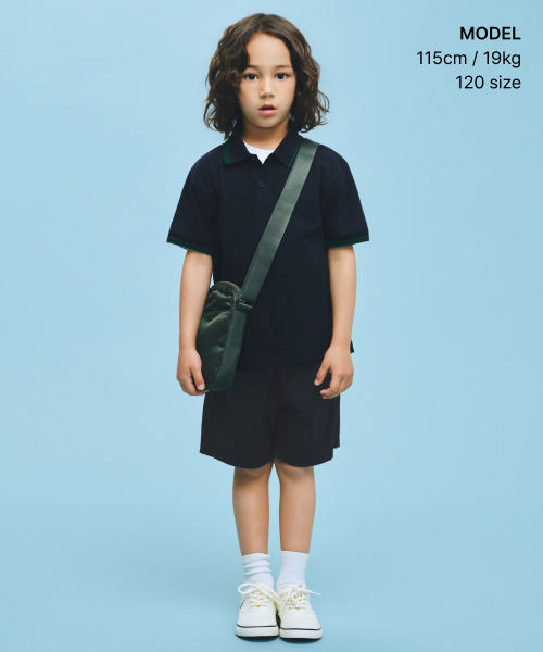 MUSINSA STANDARD KIDS（ムシンサスタンダードキッズ）の「[クールスタンダード] プレッピー ピケ ポロシャツ [ネイビー]（ポロシャツ・レディース・その他・110/120/130/140/150/160）」の2枚目の写真