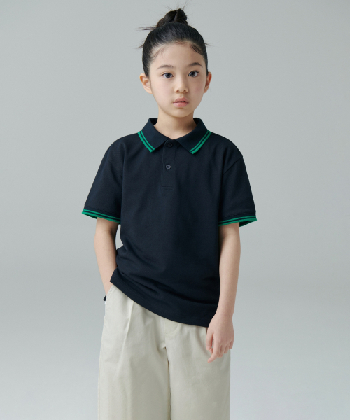 MUSINSA STANDARD KIDS（ムシンサスタンダードキッズ）の「[クールスタンダード] プレッピー ピケ ポロシャツ [ネイビー]（ポロシャツ・レディース・その他・110/120/130/140/150/160）」の3枚目の写真