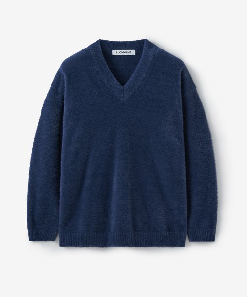 BLOND9(ブロンドナイン)の「ソフトウィングヤンVネックニット_ネイビー(ニット/セーター・メンズ・ネイビー・X-LARGE)」の1枚目の写真