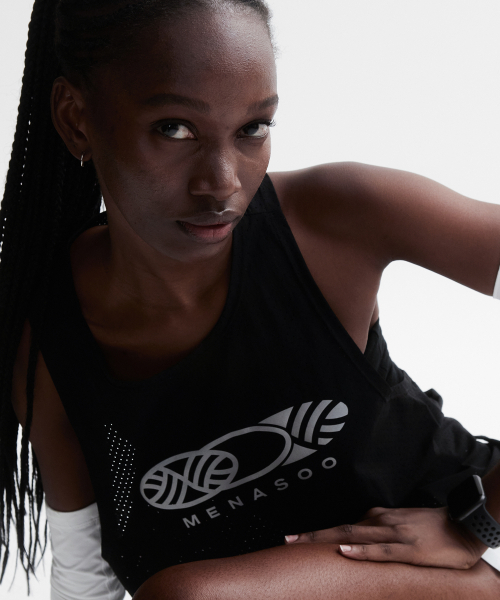 MENASOO(ミナス)の「VENODE Three Track Logo Active Sleeve_Black(Tシャツ/カットソー・レディース・ブラック・1/2)」の7枚目の写真