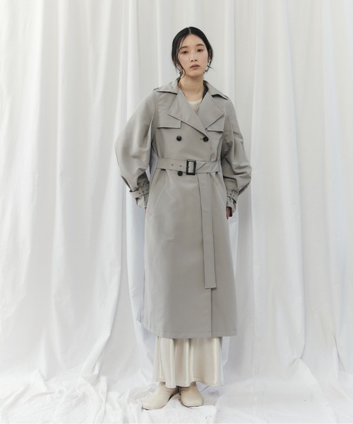 CIEL'AIR(シエルエアー)の「BACK PLEATED COAT(バックプリーツコート)(トレンチコート・レディース・ベージュ/ライトグレー・MEDIUM)」の8枚目の写真