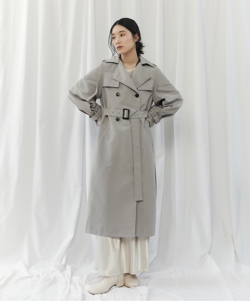 CIEL'AIR(シエルエアー)の「BACK PLEATED COAT(バックプリーツコート)(トレンチコート・レディース・ベージュ/ライトグレー・MEDIUM)」の14枚目の写真