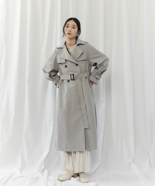 CIEL'AIR(シエルエアー)の「BACK PLEATED COAT(バックプリーツコート)(トレンチコート・レディース・ベージュ/ライトグレー・MEDIUM)」の15枚目の写真
