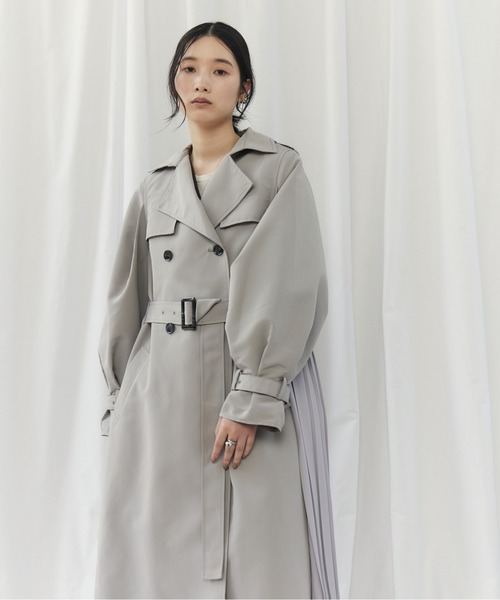 CIEL'AIR(シエルエアー)の「BACK PLEATED COAT(バックプリーツコート)(トレンチコート・レディース・ベージュ/ライトグレー・MEDIUM)」の13枚目の写真