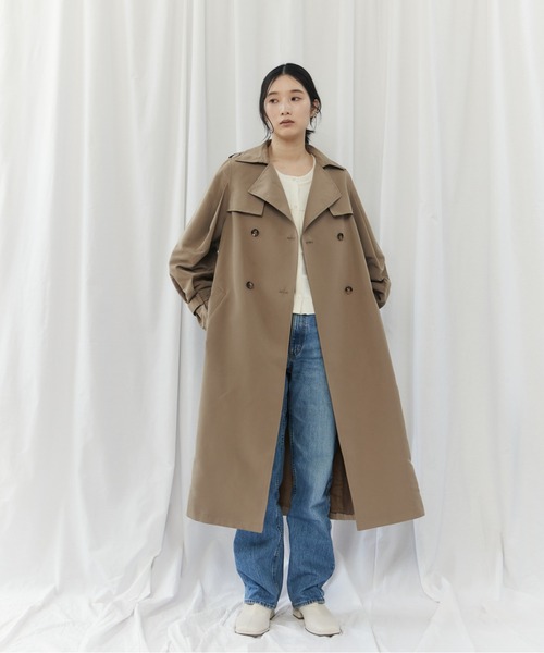 CIEL'AIR(シエルエアー)の「BACK PLEATED COAT(バックプリーツコート)(トレンチコート・レディース・ベージュ/ライトグレー・MEDIUM)」の16枚目の写真