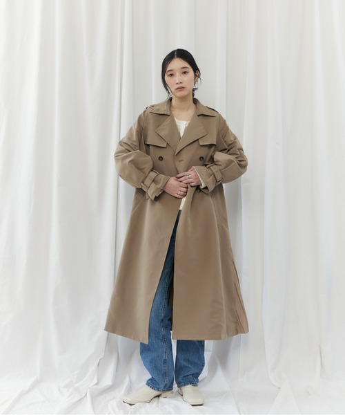 CIEL'AIR(シエルエアー)の「BACK PLEATED COAT(バックプリーツコート)(トレンチコート・レディース・ベージュ/ライトグレー・MEDIUM)」の21枚目の写真