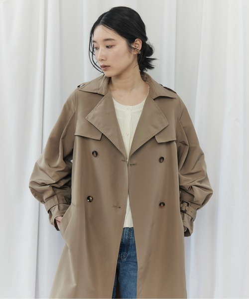 CIEL'AIR(シエルエアー)の「BACK PLEATED COAT(バックプリーツコート)(トレンチコート・レディース・ベージュ/ライトグレー・MEDIUM)」の19枚目の写真