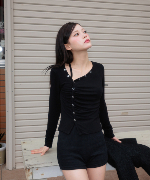 ROSEFRANTZ（ロゼフランツ）の「Unbalanced Shirring Long Sleeve [Black]（Tシャツ/カットソー・レディース・ブラック・OS）」の17枚目の写真