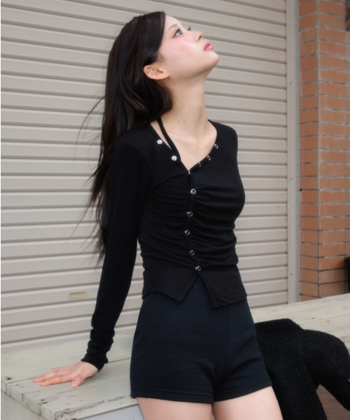 ROSEFRANTZ（ロゼフランツ）の「Unbalanced Shirring Long Sleeve [Black]（Tシャツ/カットソー・レディース・ブラック・OS）」の18枚目の写真
