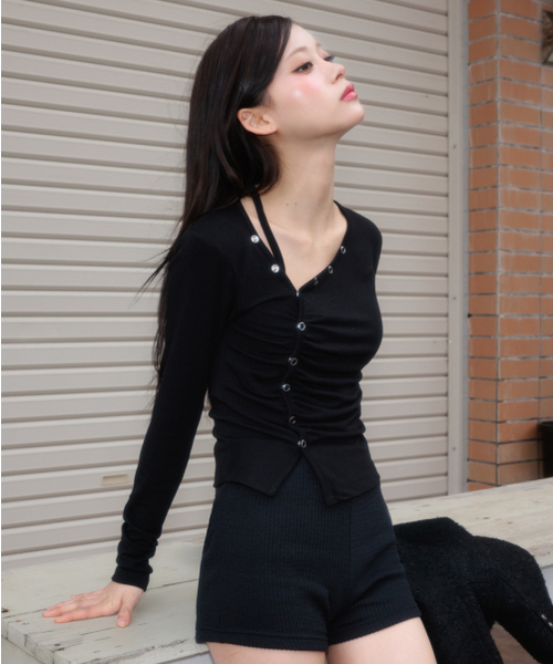 ROSEFRANTZ（ロゼフランツ）の「Unbalanced Shirring Long Sleeve [Black]（Tシャツ/カットソー・レディース・ブラック・OS）」の19枚目の写真