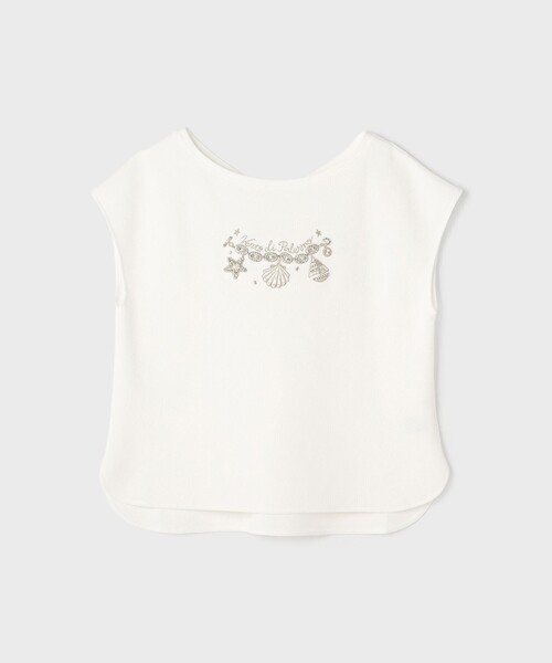 GRACE CLASS(グレースクラス)の「シェルモチーフフレンチT(Tシャツ/カットソー・レディース・ホワイト/ネイビー・36)」の6枚目の写真