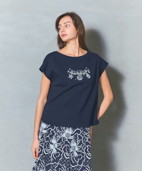 GRACE CLASS(グレースクラス)の「シェルモチーフフレンチT(Tシャツ/カットソー・レディース・ホワイト/ネイビー・36)」の8枚目の写真