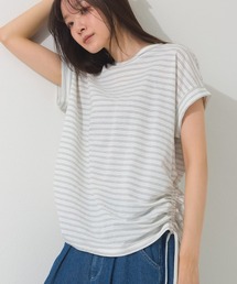 接触冷感 サイドギャザー半袖Tシャツ トップス