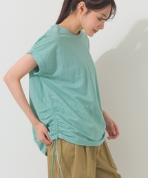 接触冷感 サイドギャザー半袖Tシャツ トップス