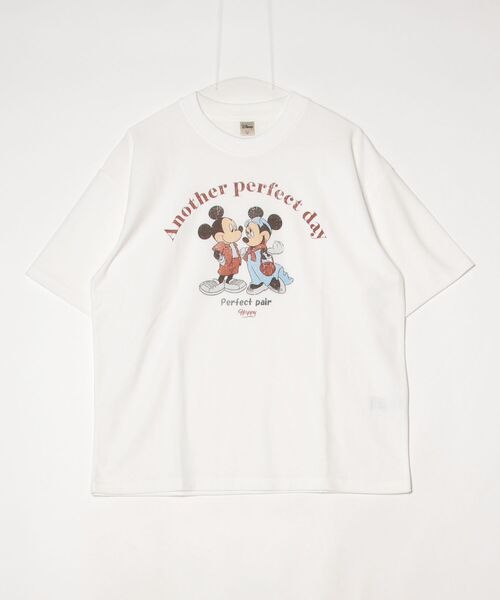 Disney（ディズニー）の「【DISNEY/ディズニー】ミッキーマウス&ミニーマウスプリント梨地半袖Tシャツ（COOLMAX吸水速乾） ユニセックス（Tシャツ/カットソー・メンズ・ブラック系その他/グレイッシュベージュ/スミクロ/オフホワイト・LARGE/MEDIUM）」の9枚目の写真
