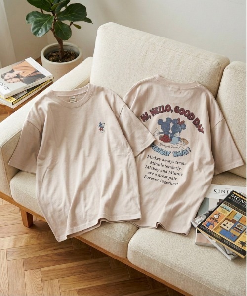 Disney（ディズニー）の「【DISNEY/ディズニー】ミッキーマウス&ミニーマウスプリント梨地半袖Tシャツ（COOLMAX吸水速乾） ユニセックス（Tシャツ/カットソー・メンズ・ブラック系その他/グレイッシュベージュ/スミクロ/オフホワイト・LARGE/MEDIUM）」の14枚目の写真