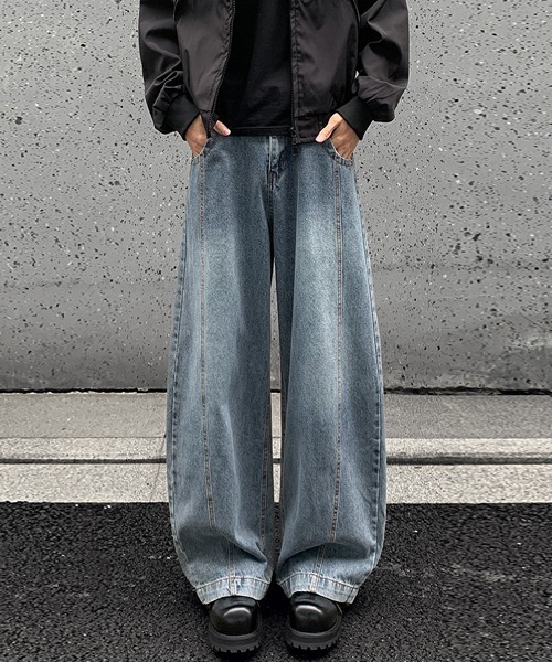 Ressaca(レサーカ)の「ウォッシュ加工ワイドデニムパンツ(デニムパンツ・メンズ・ブルー/インディゴブルー/ブラック・L/XL/M)」の7枚目の写真