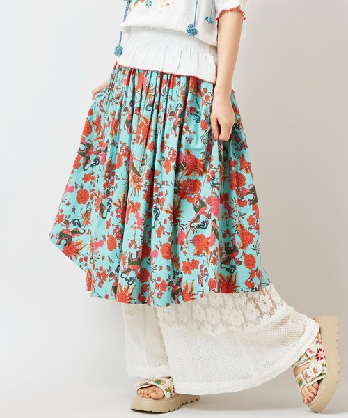 チャイハネ（チャイハネ）の「【チャイハネ】ボヘクランスカート（スカート・レディース・ベージュ/ブラック/ターコイズブルー・FREE）」の3枚目の写真