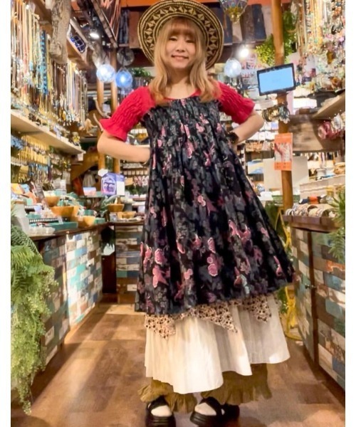 チャイハネ（チャイハネ）の「【チャイハネ】ボヘクランスカート（スカート・レディース・ベージュ/ブラック/ターコイズブルー・FREE）」の8枚目の写真