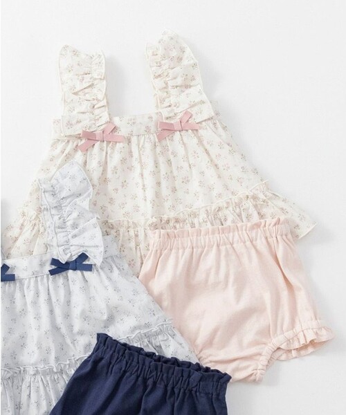 BRANSHES（ブランシェス）の「肩フリルチュニック＆ブルマセット（その他ベビー用品・キッズ・サックスブルー/ピンク・80/70）」の9枚目の写真