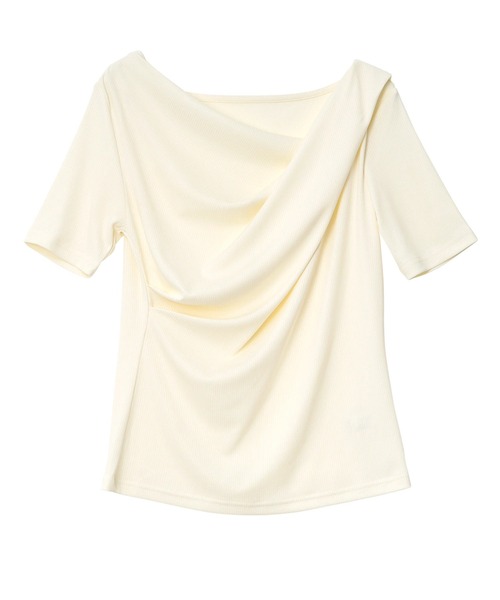 KOBE LETTUCE(コウベレタス)の「アシンメトリードレープトップス(Tシャツ/カットソー・レディース・ブラック/ホワイト系/オフホワイト/アイボリー系/ブルー/ブルー系/ブラック系/アイボリー系1/ピンク/ダークブルー・M/M1)」の15枚目の写真