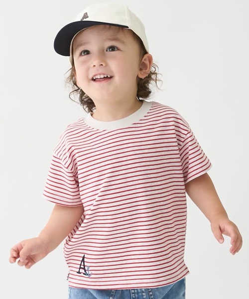 petit main（プティマイン）の「【防汚】カラーボーダー半袖Tシャツ（Tシャツ/カットソー・キッズ・ライトピンク/ブラック/エメラルド/レッド・120cm/110cm/100cm/130cm/80ｃｍ/90cm）」の4枚目の写真