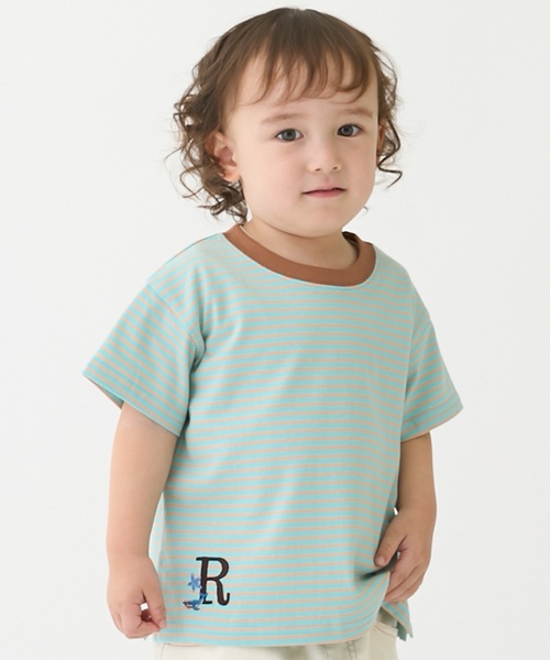 petit main（プティマイン）の「【防汚】カラーボーダー半袖Tシャツ（Tシャツ/カットソー・キッズ・ライトピンク/ブラック/エメラルド/レッド・120cm/110cm/100cm/130cm/80ｃｍ/90cm）」の2枚目の写真