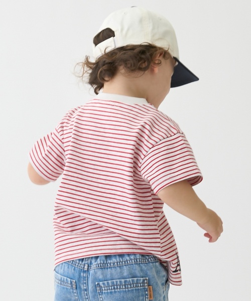 petit main（プティマイン）の「【防汚】カラーボーダー半袖Tシャツ（Tシャツ/カットソー・キッズ・ライトピンク/ブラック/エメラルド/レッド・120cm/110cm/100cm/130cm/80ｃｍ/90cm）」の5枚目の写真