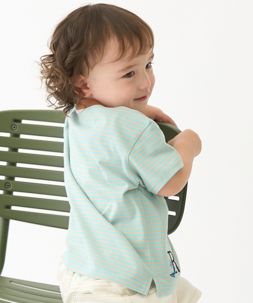 petit main（プティマイン）の「【防汚】カラーボーダー半袖Tシャツ（Tシャツ/カットソー・キッズ・ライトピンク/ブラック/エメラルド/レッド・120cm/110cm/100cm/130cm/80ｃｍ/90cm）」の8枚目の写真