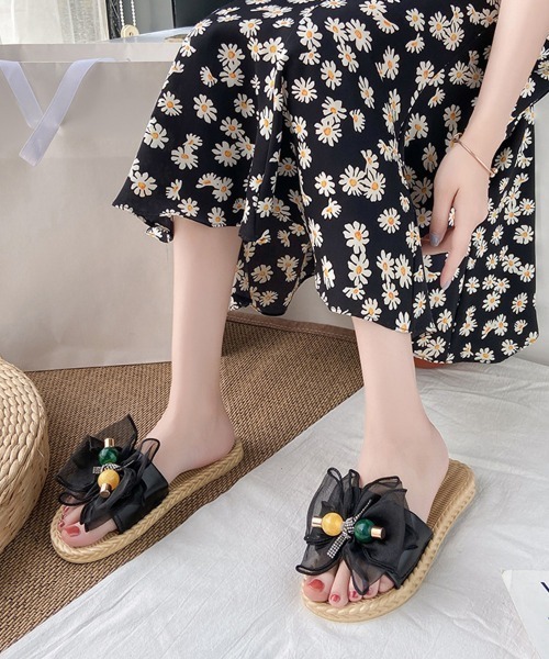 Miniministore(ミニミニストア)の「リボンサンダル レディース スリッパ(サンダル・レディース・ブラック/アイボリー/ミント・L/S/M)」の17枚目の写真