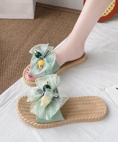 Miniministore(ミニミニストア)の「リボンサンダル レディース スリッパ(サンダル・レディース・ブラック/アイボリー/ミント・L/S/M)」の16枚目の写真