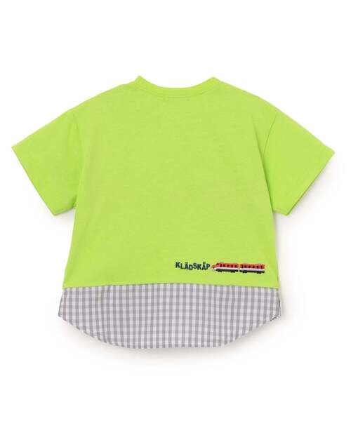 kladskap（クレードスコープ）の「電車刺しゅう切替半袖Tシャツ（Tシャツ/カットソー・キッズ・オフホワイト/黄緑系・120cm/110cm/90cm/80ｃｍ/100cm/130cm）」の3枚目の写真