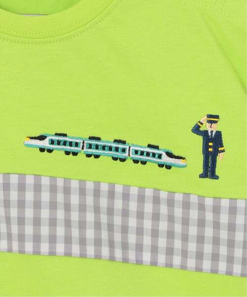 kladskap（クレードスコープ）の「電車刺しゅう切替半袖Tシャツ（Tシャツ/カットソー・キッズ・オフホワイト/黄緑系・120cm/110cm/90cm/80ｃｍ/100cm/130cm）」の5枚目の写真