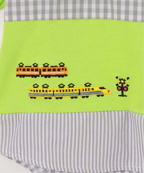 kladskap（クレードスコープ）の「電車刺しゅう切替半袖Tシャツ（Tシャツ/カットソー・キッズ・オフホワイト/黄緑系・120cm/110cm/90cm/80ｃｍ/100cm/130cm）」の6枚目の写真