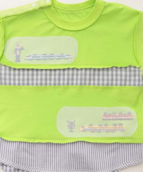 kladskap（クレードスコープ）の「電車刺しゅう切替半袖Tシャツ（Tシャツ/カットソー・キッズ・オフホワイト/黄緑系・120cm/110cm/90cm/80ｃｍ/100cm/130cm）」の7枚目の写真
