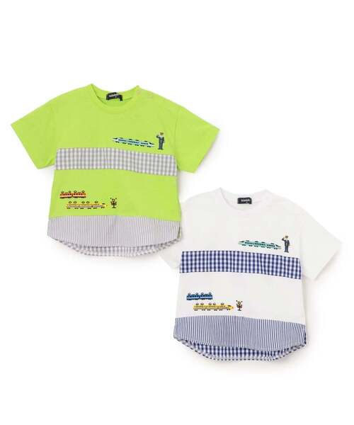 kladskap（クレードスコープ）の「電車刺しゅう切替半袖Tシャツ（Tシャツ/カットソー・キッズ・オフホワイト/黄緑系・120cm/110cm/90cm/80ｃｍ/100cm/130cm）」の13枚目の写真