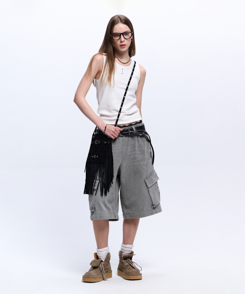 RSSC(アールエスエスシー)の「LEATHER MIXED SLEEVELESS - WHITE(Tシャツ/カットソー・レディース・その他・0/1/2)」の6枚目の写真