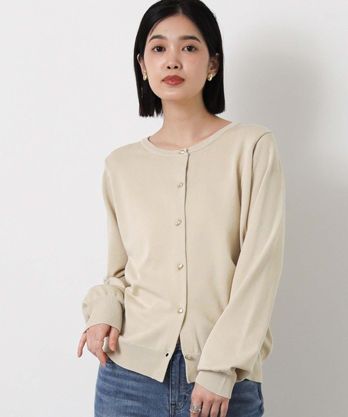 Gready Brilliant（グレディブリリアン）の「リヨセル混ニュアンス釦カーディガン（カーディガン/ボレロ・レディース・ライトベージュ/ブラック・38）」の15枚目の写真