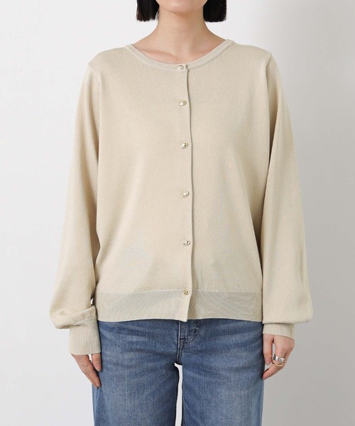 Gready Brilliant（グレディブリリアン）の「リヨセル混ニュアンス釦カーディガン（カーディガン/ボレロ・レディース・ライトベージュ/ブラック・38）」の19枚目の写真