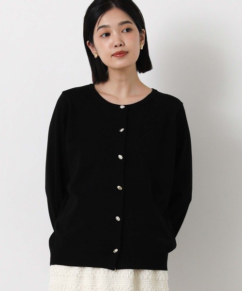Gready Brilliant（グレディブリリアン）の「リヨセル混ニュアンス釦カーディガン（カーディガン/ボレロ・レディース・ライトベージュ/ブラック・38）」の10枚目の写真