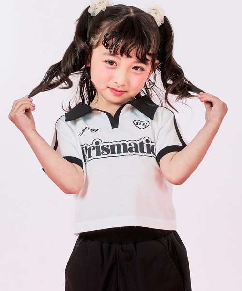 ANAP kids（アナップキッズ）の「エリ付 ライン ゲーム Tシャツ（シャツ/ブラウス・キッズ・クリア/ホワイト/ピンク・130/120/110）」の7枚目の写真