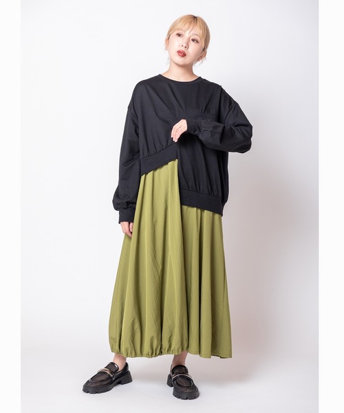 OSMOSIS(オズモーシス)の「切替アシンメトリーワンピース(ワンピース・レディース・カーキ/ブラック/グレー・ONE SIZE)」の4枚目の写真