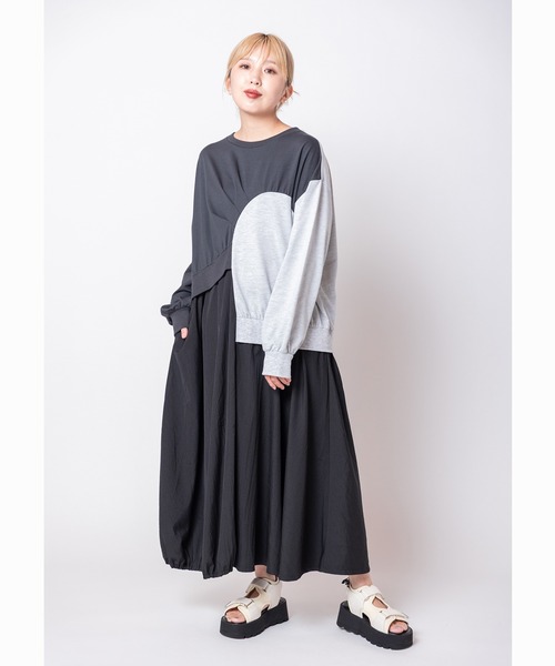 OSMOSIS(オズモーシス)の「切替アシンメトリーワンピース(ワンピース・レディース・カーキ/ブラック/グレー・ONE SIZE)」の8枚目の写真