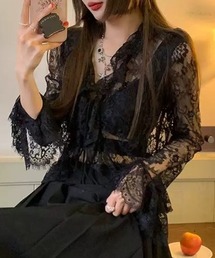 シースルー」に該当するレディースのトップス（フリル）ファッション