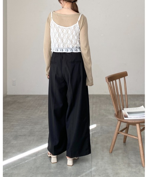 She's Closet(シーズクローゼット)の「フロントリボン シャーリング シアーレース キャミソール ビスチェ(ベスト・レディース・ホワイト/ブラック・FREE)」の19枚目の写真
