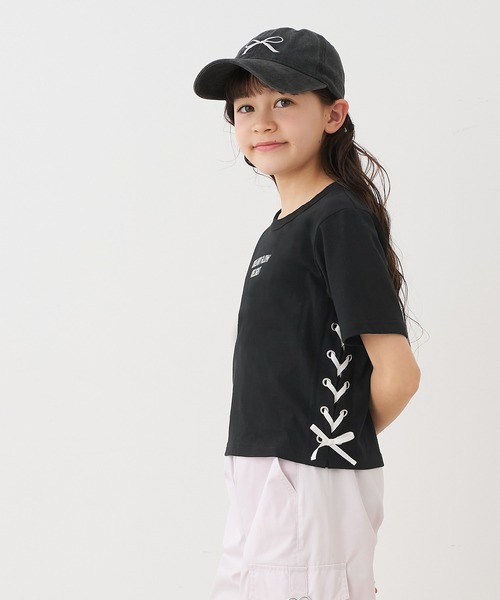 coca（coca）（コカ）の「キッズ　サイドレースアップトップス（Tシャツ/カットソー・キッズ・ブラック/アイボリー・120/130/140/150）」の4枚目の写真